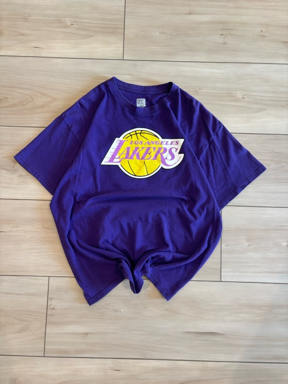 Majestic Athletics Los Angeles Lakers Magic Johnson Purple Tee with Yellow Logo